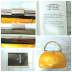 Chanel Quilted Handbag Enamel Yellow Kiss Lock Silver — view 9