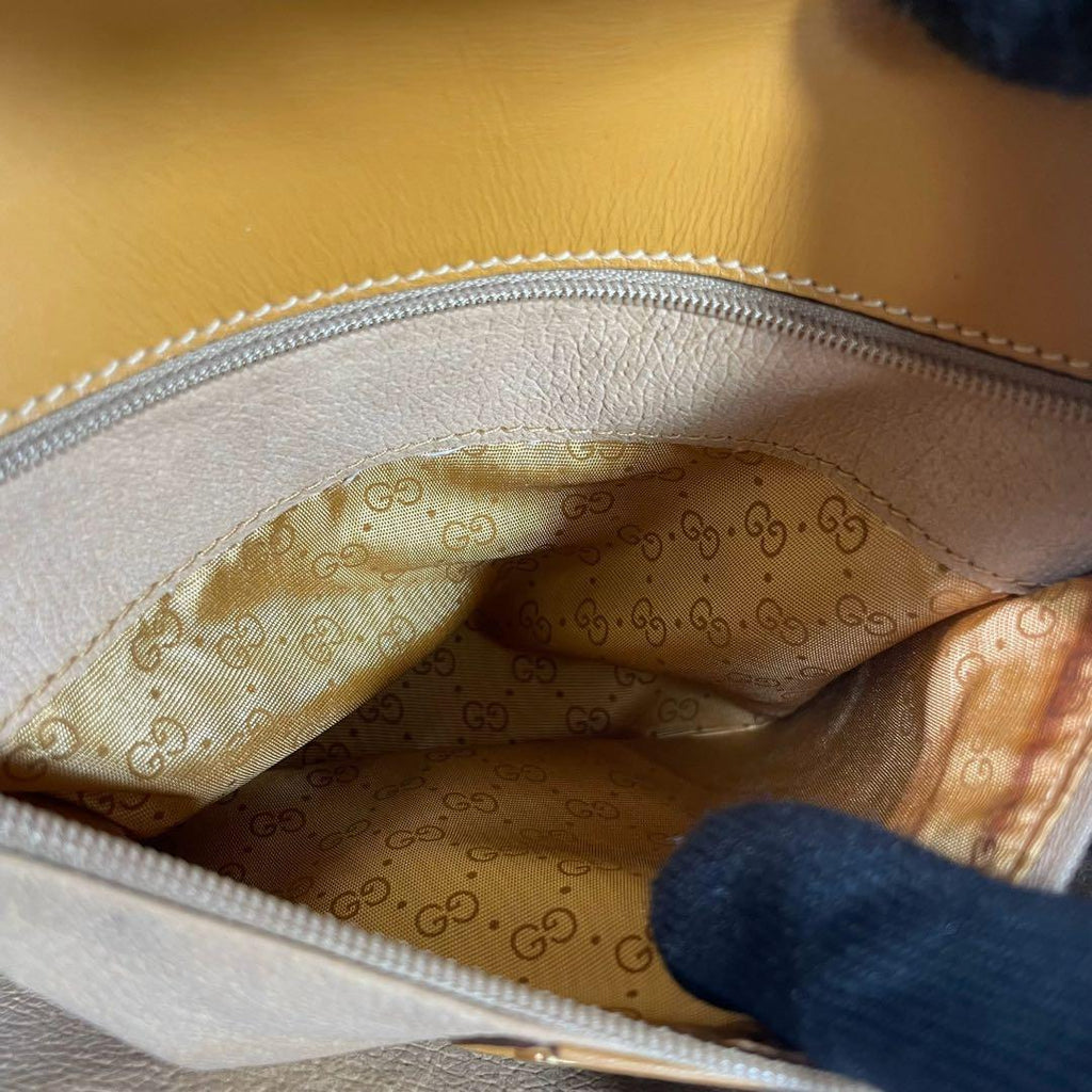 Gucci GG Shoulder Bag Brown Beige Leather Logo — view 6