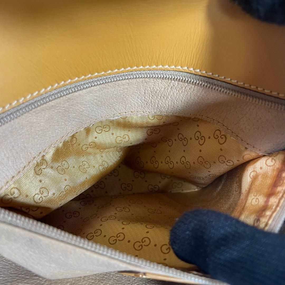 Gucci GG Shoulder Bag Brown Beige Leather Logo — view 6