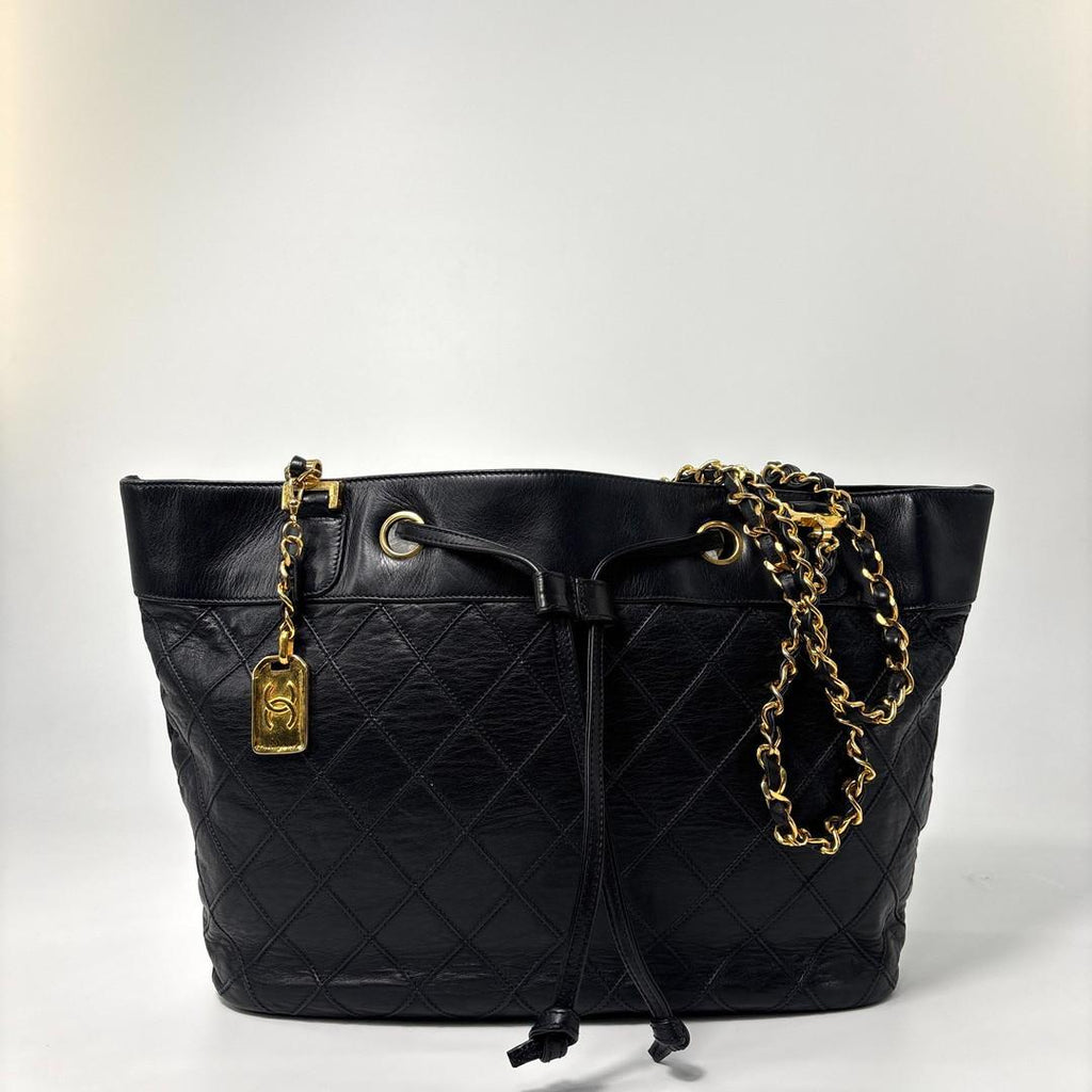 Chanel Bicolor Chain Tote Shoulder Bag Black — view 2