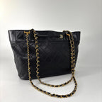 Chanel Bicolor Chain Tote Shoulder Bag Black — view 6