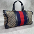 Gucci GG Sherry Line Boston Bag Navy Leather Logo