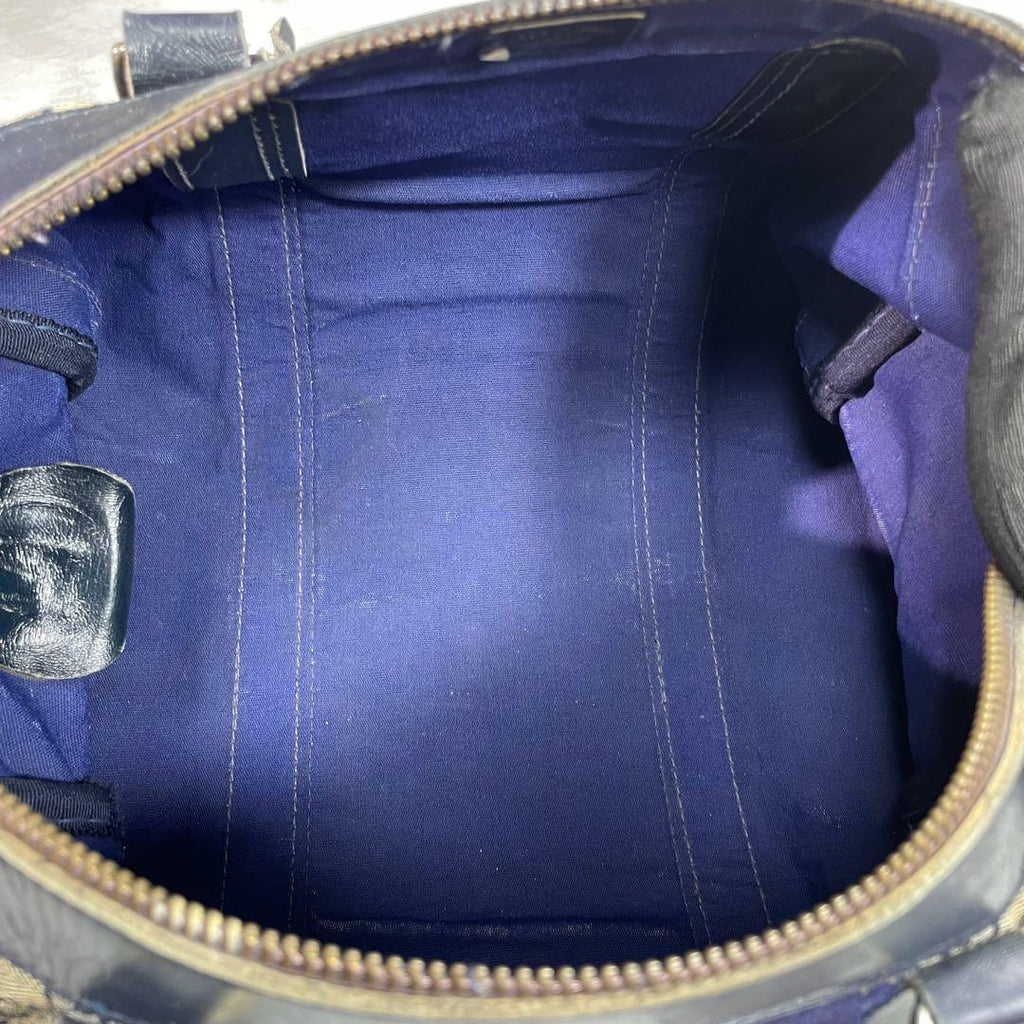 Gucci GG Sherry Line Boston Bag Navy Leather Logo — view 5