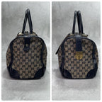 Gucci GG Sherry Line Boston Bag Navy Leather Logo — view 6
