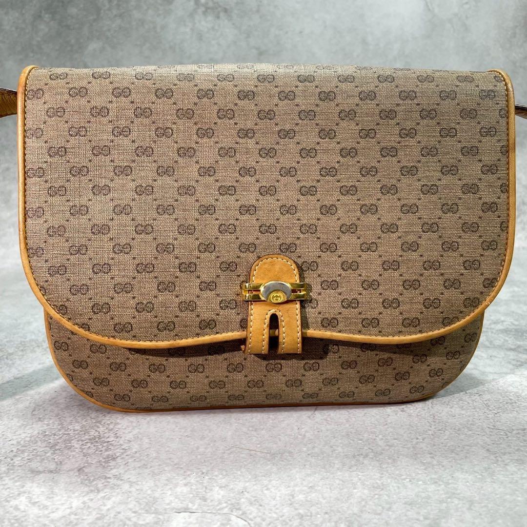 Gucci GG Shoulder Bag Brown Leather Gold — view 2