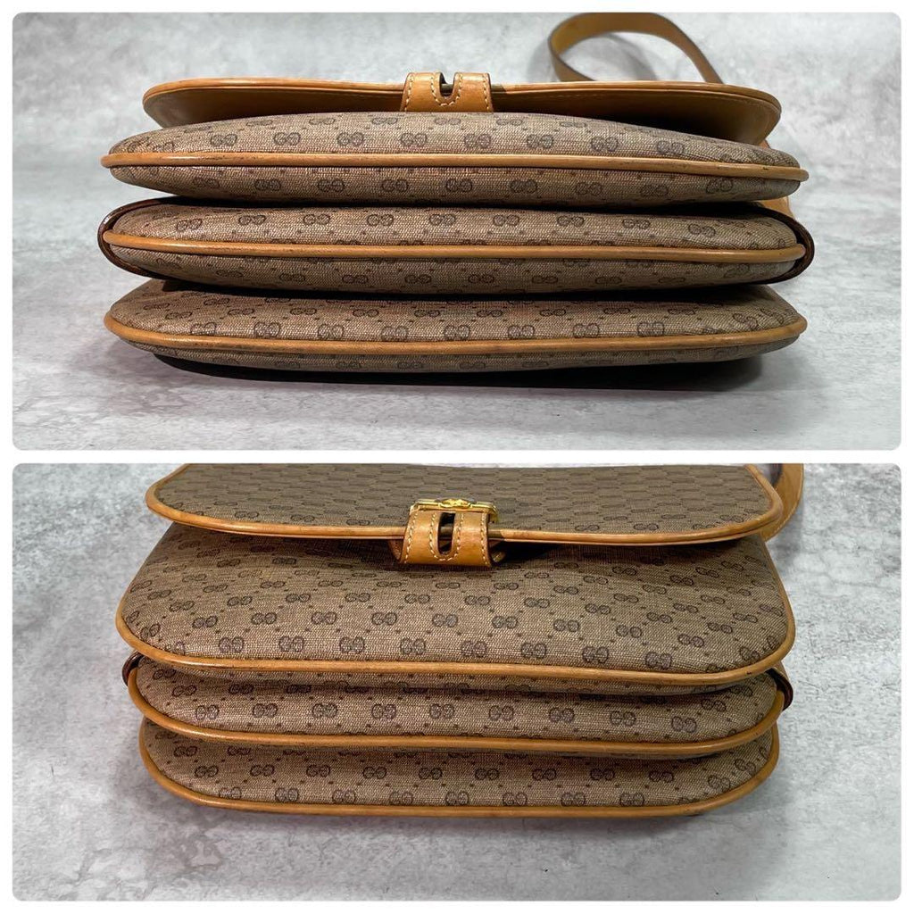 Gucci GG Shoulder Bag Brown Leather Gold — view 8