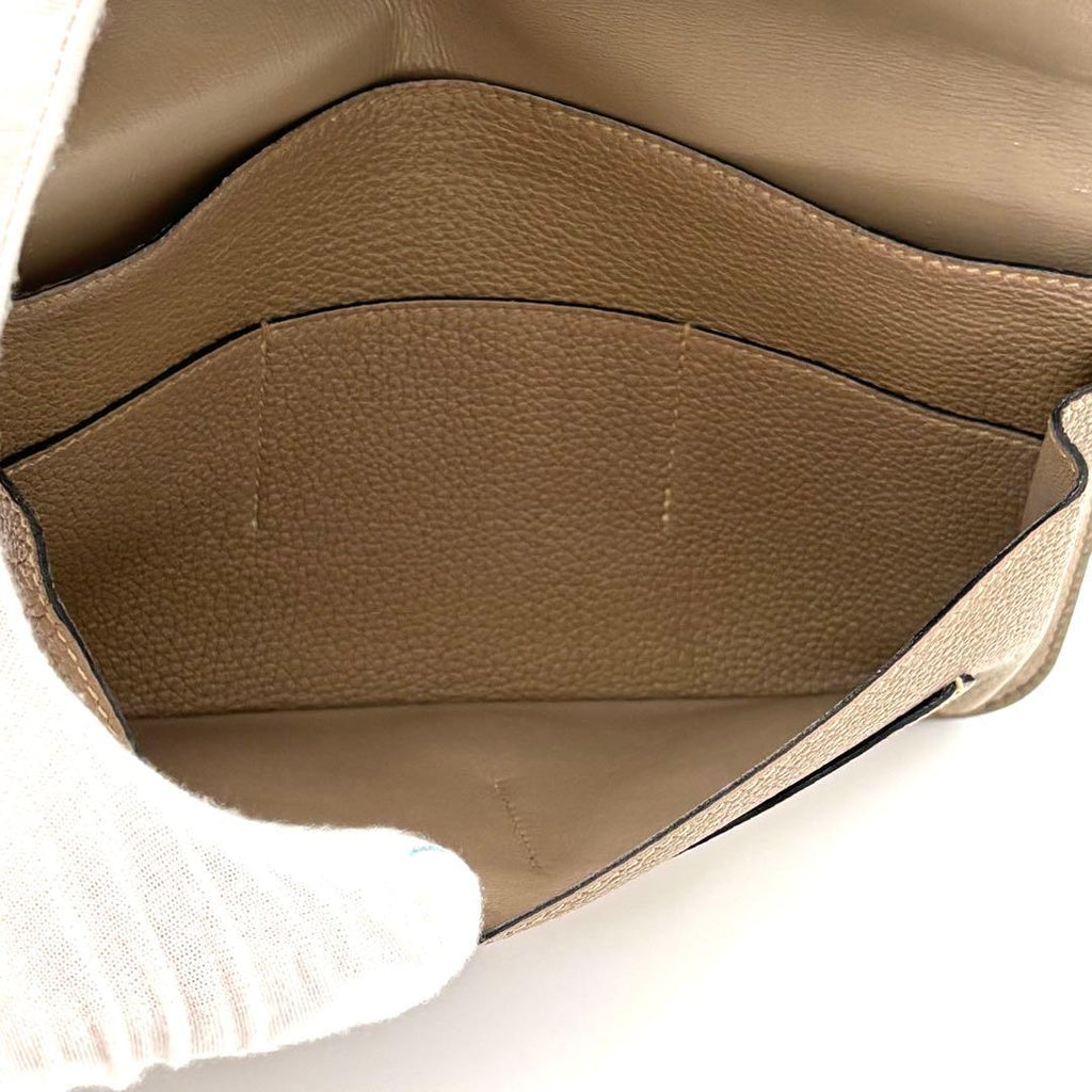 Hermes Wallet Dogon GM Taurillon Clemence Beige Gold — view 5