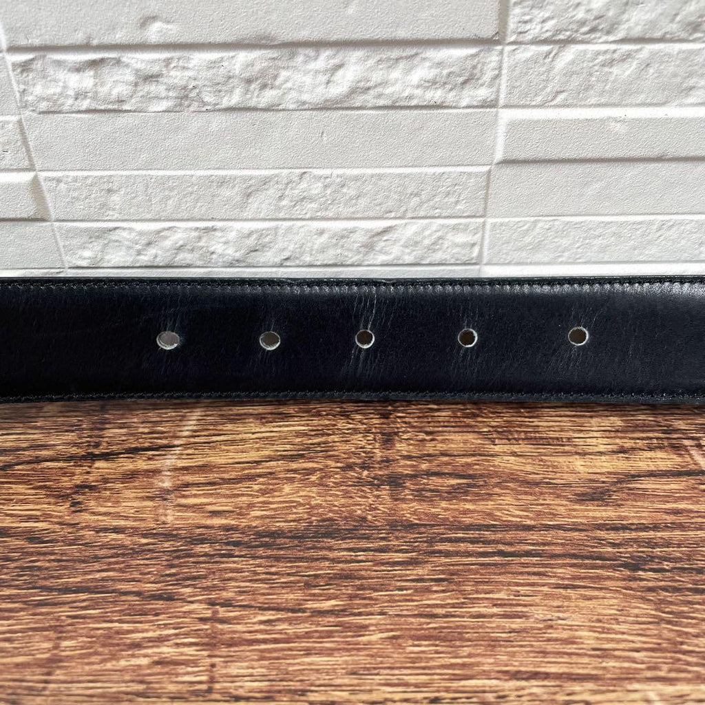 Celine Leather Triomphe Logo Buckle Belt Black — view 6