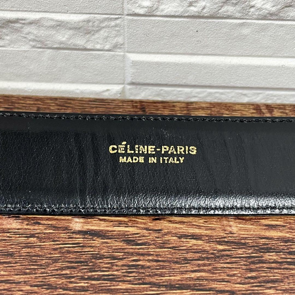 Celine Leather Triomphe Logo Buckle Belt Black — view 8