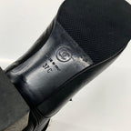 Chanel Leather Coco Mark Pearl Wrinkled Lace Up Short Boots — view 8