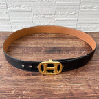Hermes Leather Buckle Gold Belt Black Brown — view 4
