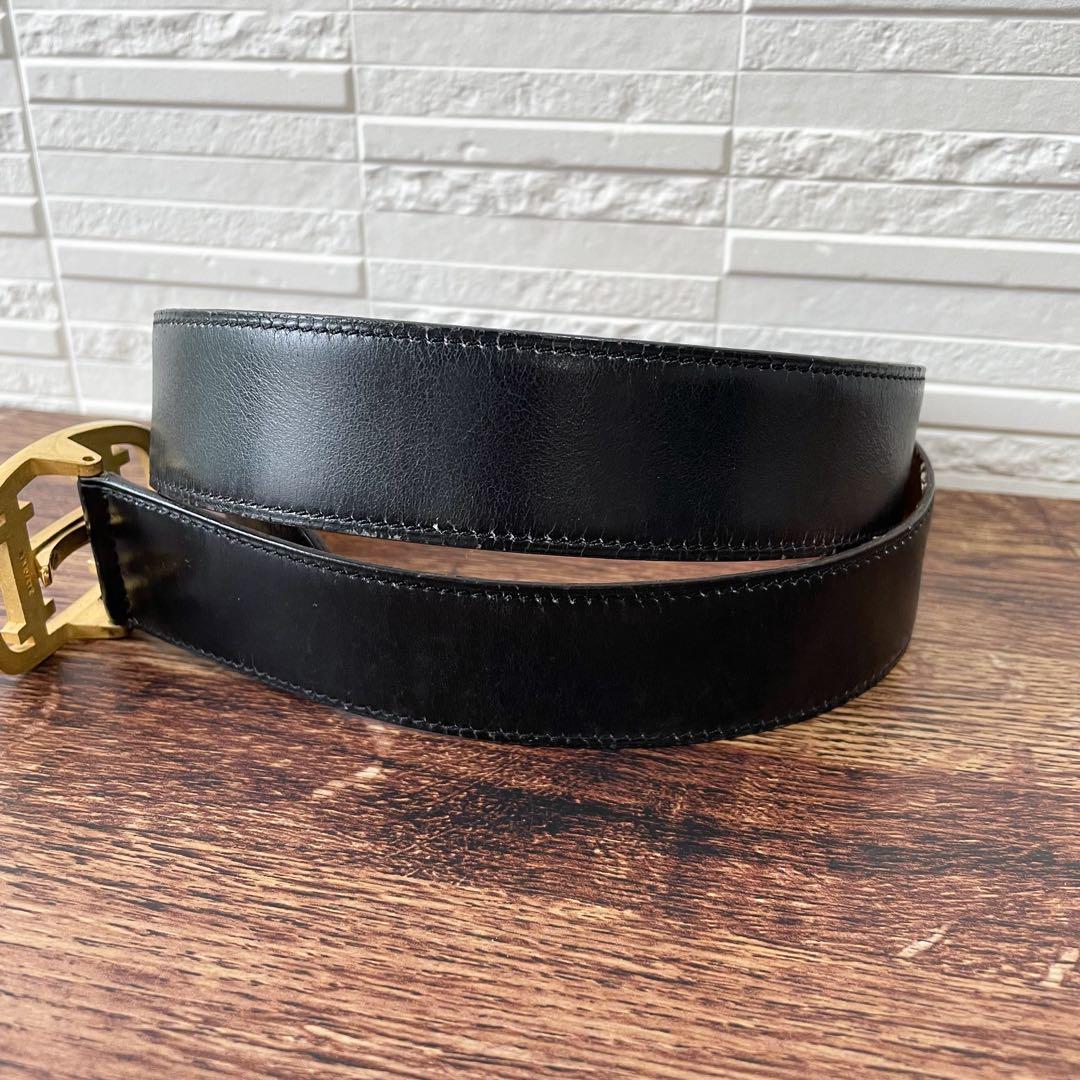 Hermes Leather Buckle Gold Belt Black Brown — view 5