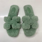 Hermes Oran Shearling Sandals Green — view 2
