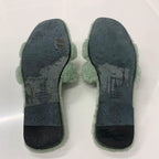 Hermes Oran Shearling Sandals Green — view 6