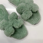 Hermes Oran Shearling Sandals Green — view 9