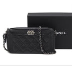 Chanel Boy Caviar Leather Chain Wallet Shoulder Bag