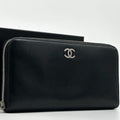Chanel CC Logo Quilted Round Diamond Cut Lambskin Wallet