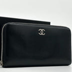 Chanel CC Logo Quilted Round Diamond Cut Lambskin Wallet