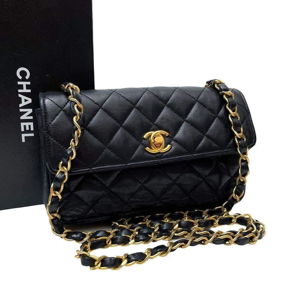 Chanel Lambskin Mini Quilted Flap Shoulder Bag Leather