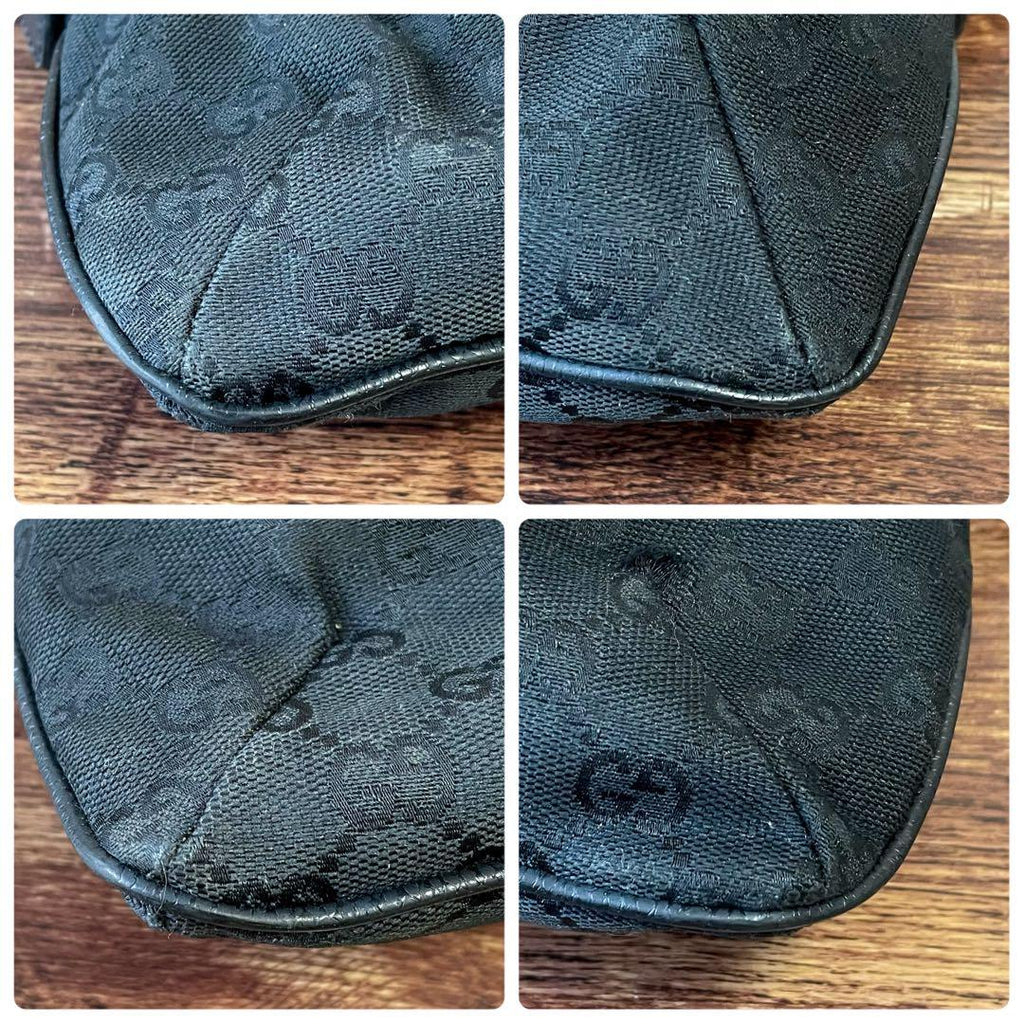 Gucci GG Canvas Sherry Line Shoulder Bag Leather Black — view 6