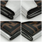 Fendi Limited Edition Zucca Pattern Silver F's Compact Leather Wallet — view 5