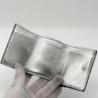 Fendi Limited Edition Zucca Pattern Silver F's Compact Leather Wallet — view 6