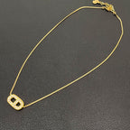 Dior CD Logo Necklace Gold Rhinestone — view 4