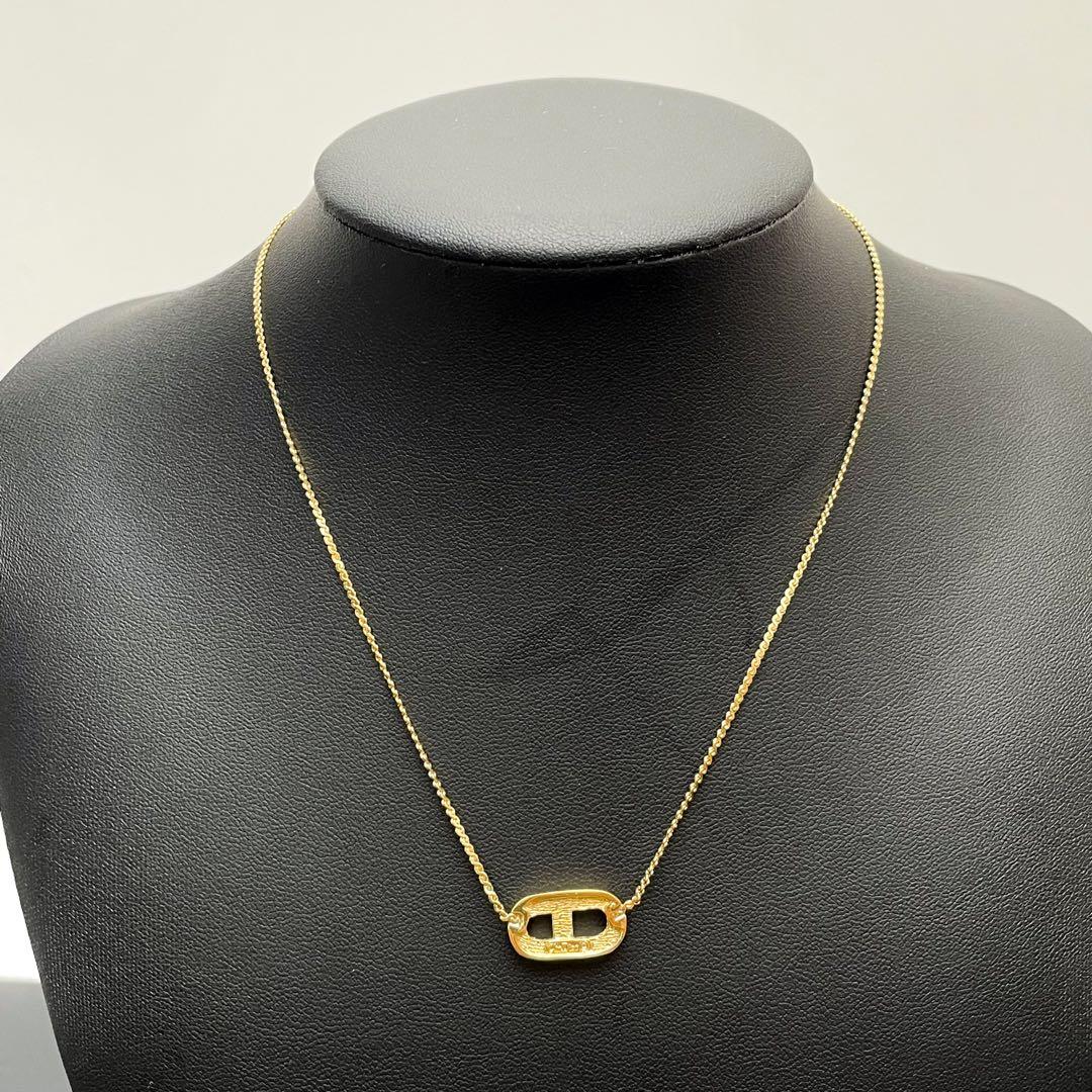 Dior CD Logo Necklace Gold Rhinestone — view 6