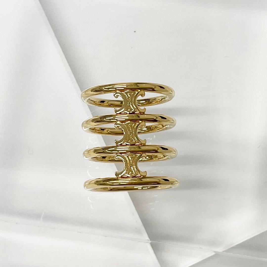 Celine Triomphe Cage Ring Logo Gold — view 2