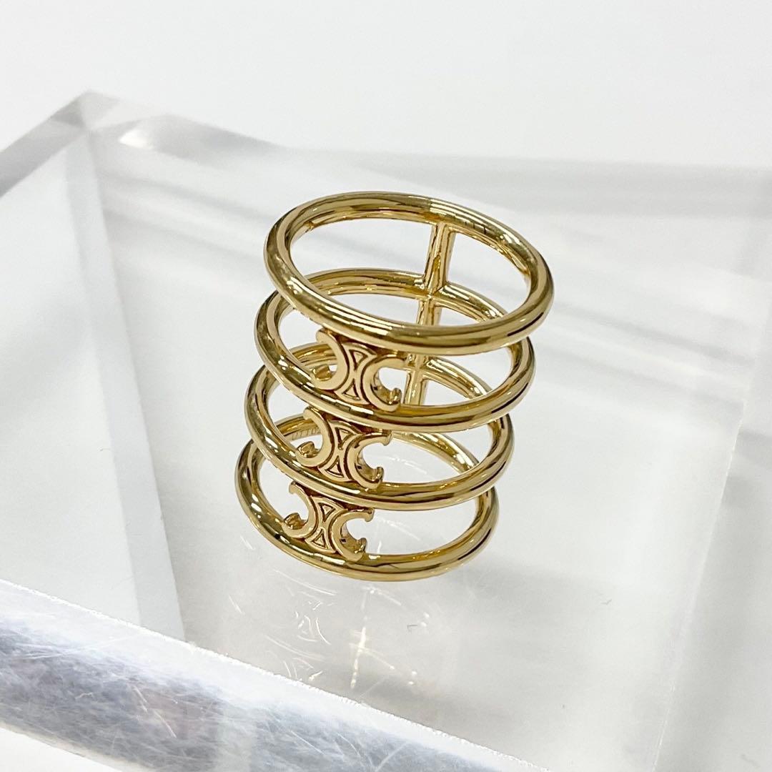 Celine Triomphe Cage Ring Logo Gold — view 4