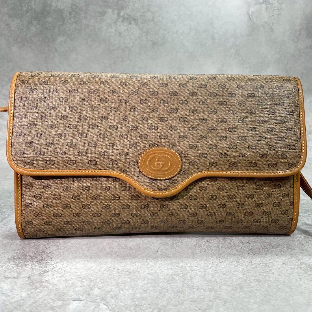 Gucci GG Shoulder Bag Brown Beige Logo Leather — view 2