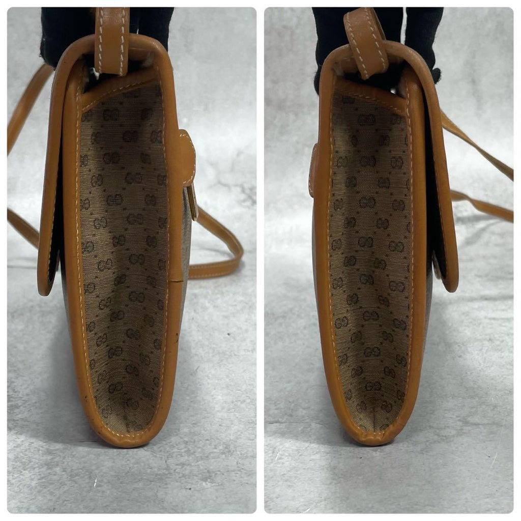 Gucci GG Shoulder Bag Brown Beige Logo Leather — view 7