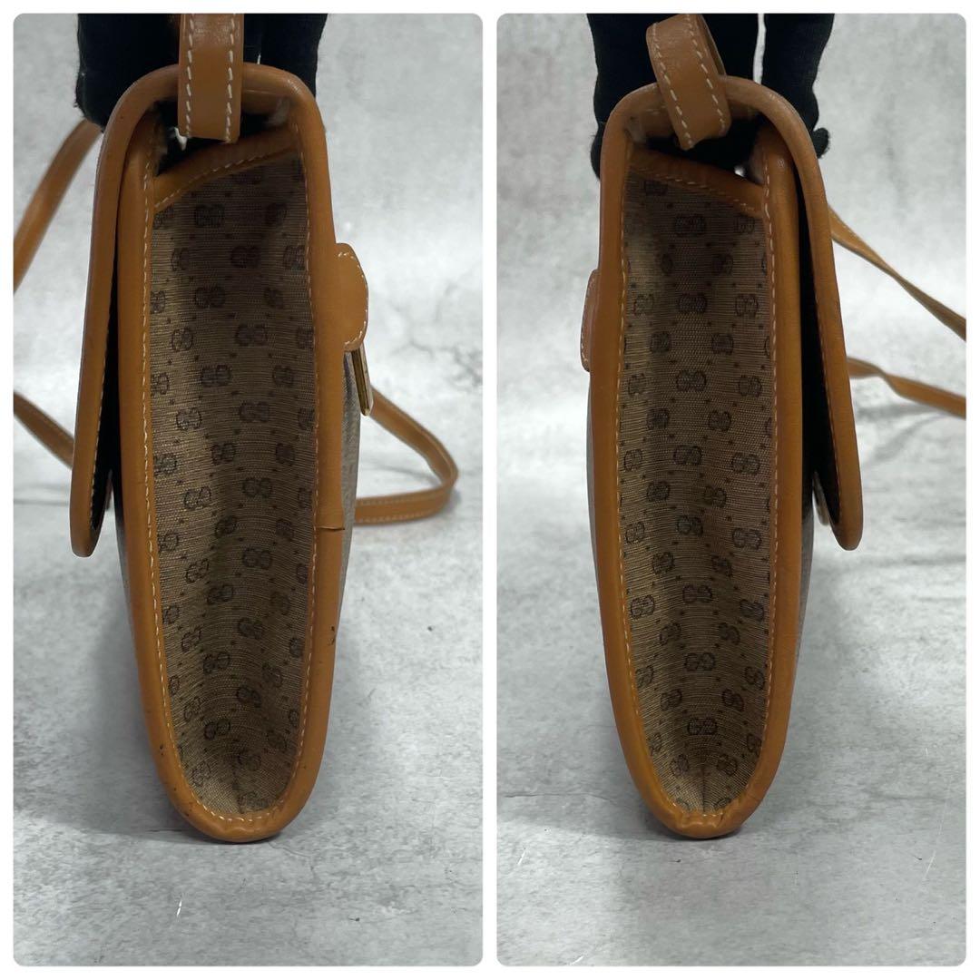 Gucci GG Shoulder Bag Brown Beige Logo Leather — view 7