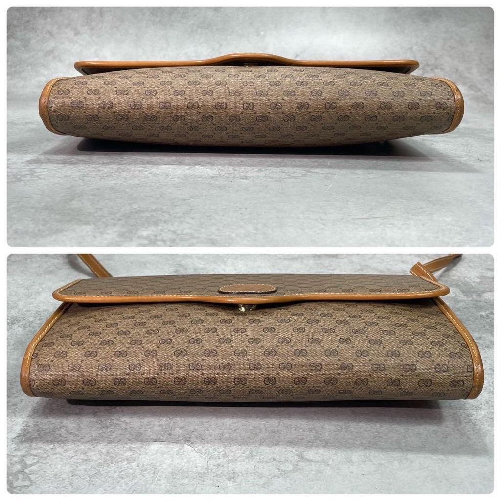 Gucci GG Shoulder Bag Brown Beige Logo Leather — view 9