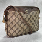 Gucci GG Shoulder Bag Brown Beige Leather Logo