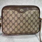 Gucci GG Shoulder Bag Brown Beige Leather Logo — view 2
