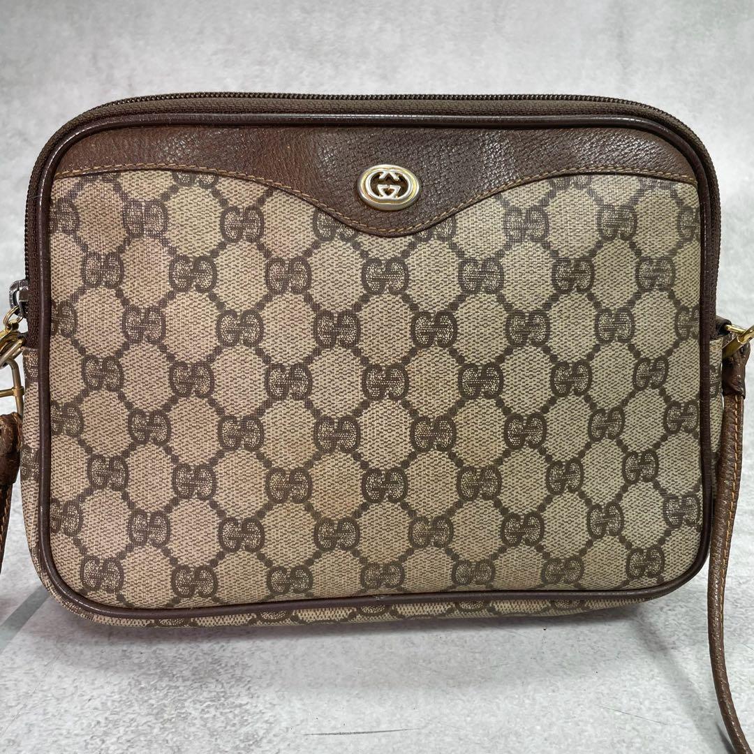 Gucci GG Shoulder Bag Brown Beige Leather Logo — view 2