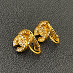 Chanel CC Logo Earrings Rhinestone Gold — view 2
