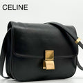 Celine Classic Box Medium Shoulder Bag Black Leather