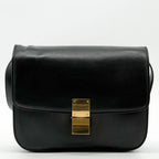 Celine Classic Box Medium Shoulder Bag Black Leather — view 2