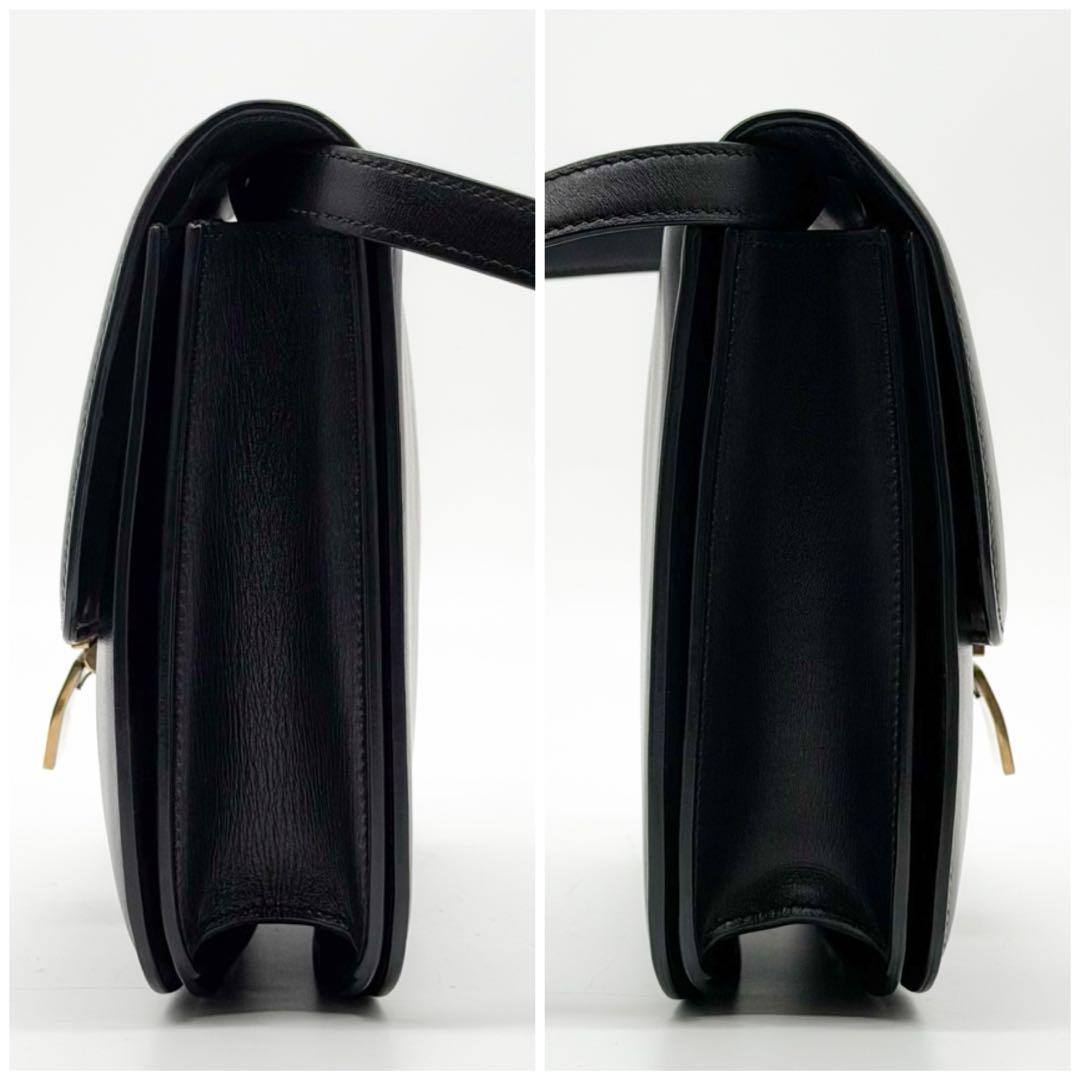 Celine Classic Box Medium Shoulder Bag Black Leather — view 6