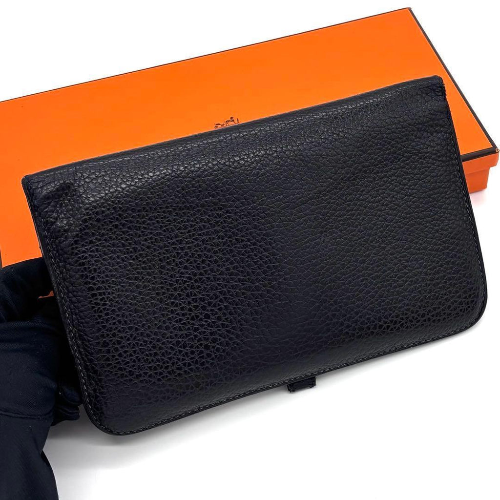 Hermes Dogon GM Navy Togo Silver Wallet Coin Case — view 2