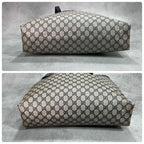 Gucci GG Tote Bag Navy Beige Leather Gold — view 7