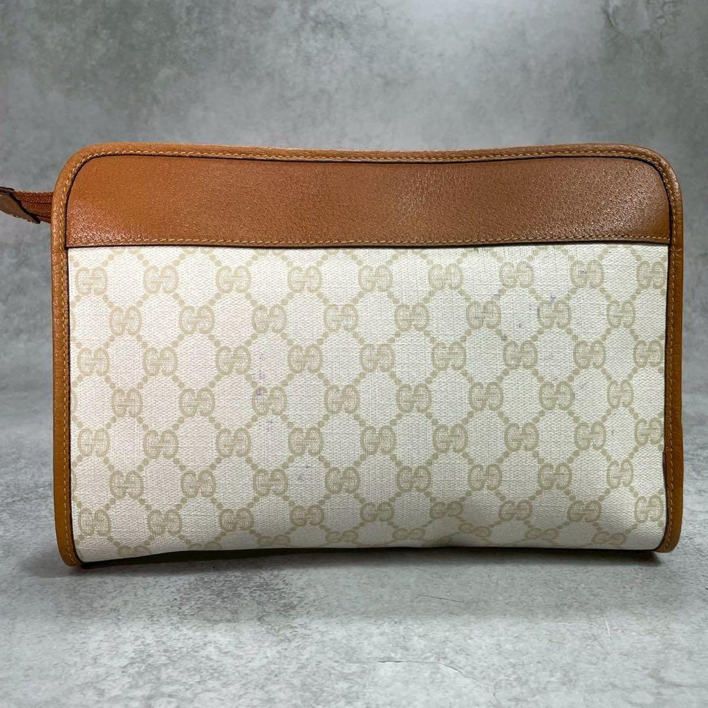 Gucci GG Clutch Beige Brown Leather Logo — view 3