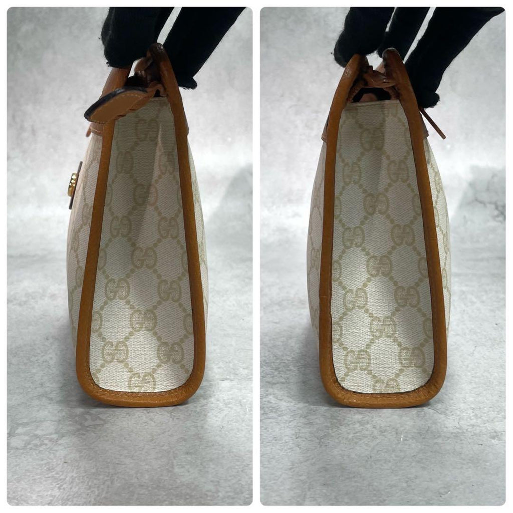 Gucci GG Clutch Beige Brown Leather Logo — view 6