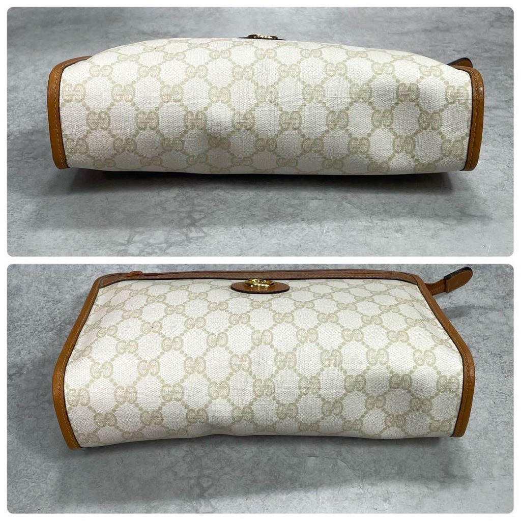 Gucci GG Clutch Beige Brown Leather Logo — view 7