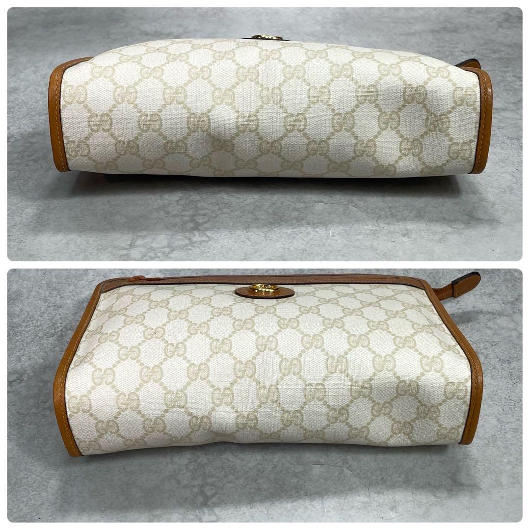 Gucci GG Clutch Beige Brown Leather Logo — view 7