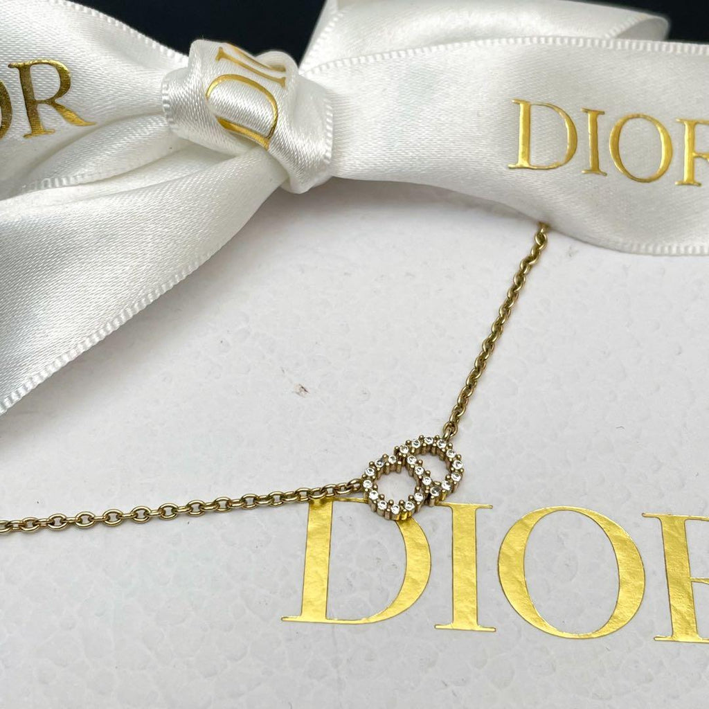 Dior CD Logo Clair de Lune Rhinestone Necklace