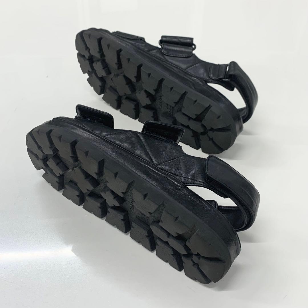 Prada Logo Padded Nappa Leather Velcro Sandals Black — view 6