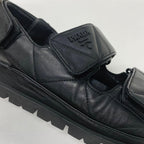 Prada Logo Padded Nappa Leather Velcro Sandals Black — view 9